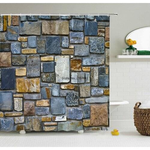 Old Brick Wall Shower Curtains Bathroom Curtain for Home Decoration Waterproof Polyester Fabric Bath Screen Curtain With 12 Hook
