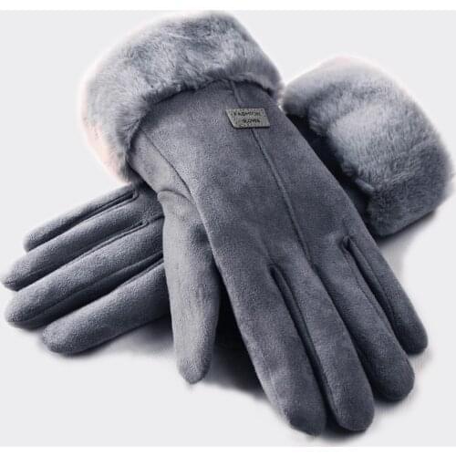 Womens Cashmere Winter Gloves Plush Cashmere Women Autumn Winter Warm Thick Gloves Fleece Touch Screen Skiing Gloves