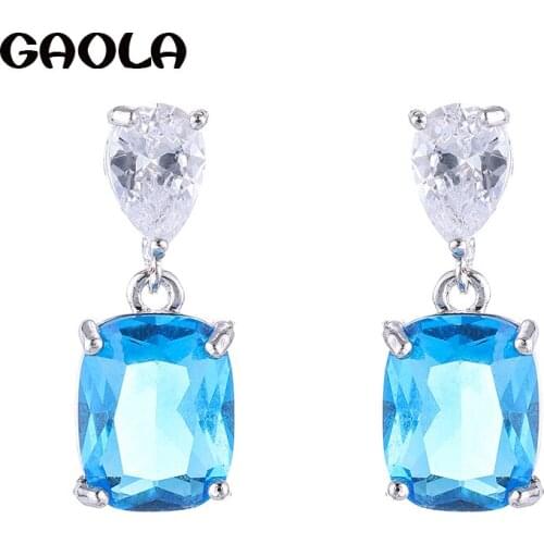 GAOLA Fashion Micro Paved Shining Square Cubic Zirconia Stud Earring Accessories for Girls