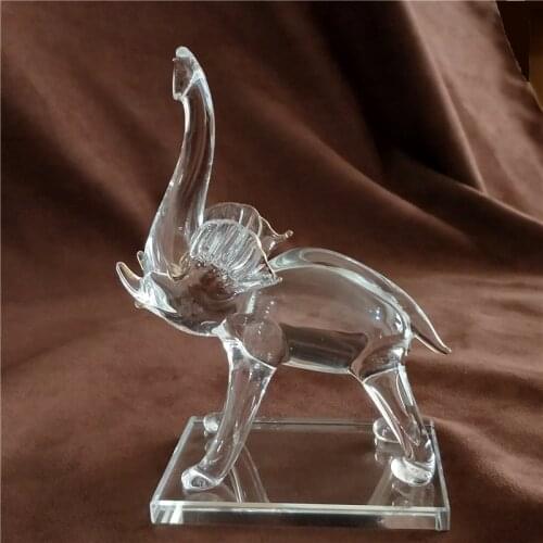 Gilt Crystal Glass Elephant Model Decorative Quartz Crystal Elephant Figure Mascot Ornament Stoneware Art and Craft Accessories