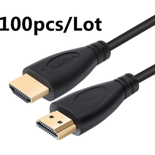 100pcs/Lot Wholesale HDMI Cable High Speed 1080P 3D Gold Plated Video Cables for HDTV Laptop Computer 0.3m 0.5m 1m 1.5m 2m 3m 5m