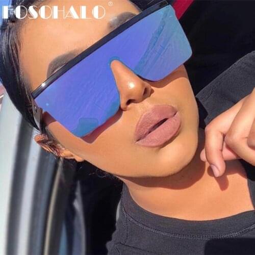 2020 Oversized Sunglasses Women Big Frame Square Flat Top Rivet Gradient Lens Sun Glasses Female Men Vintage Mirror Shades UV400