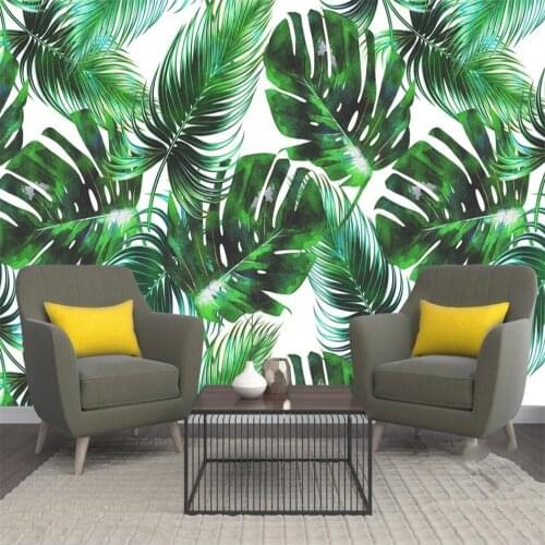 Milofi custom 3D wallpaper mural Nordic plant green leaf hand-painted background wall for living room bedroom decoration paintin