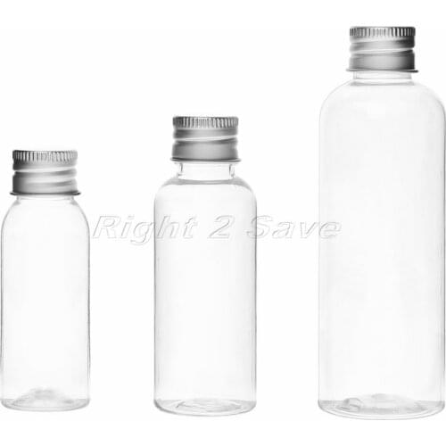 5PCS 30ML/50ML/100ML Plastic Bottle with Aluminum Screw Cap Plug Cosmetic Container Travel Kits Portable PET Lotion Cream Tube