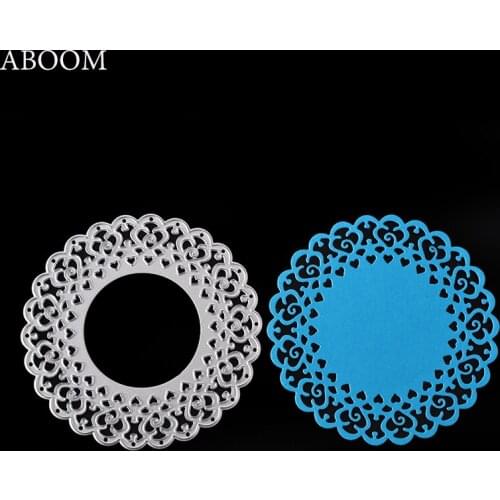 ABOOM 1PC Circle Lace Flower Metal Carbon Steel Die Cut Embossing Folder Decorative Scrapbook Album Invitation Card Making Mold
