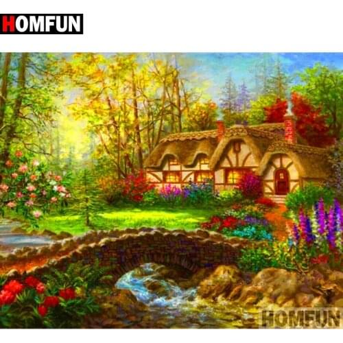 HOMFUN Full Square/Round Drill 5D DIY Diamond Painting "House flower" Embroidery Cross Stitch 5D Home Decor Gift A16313