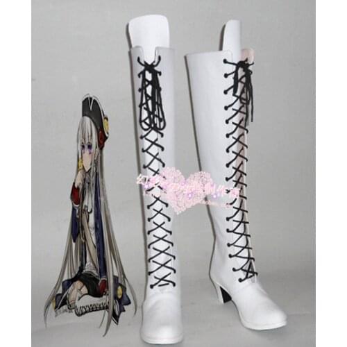 Axis Powers Hetalia Gilbert Beillschmidt Prussia White Halloween Long Cosplay Shoes Boots H016