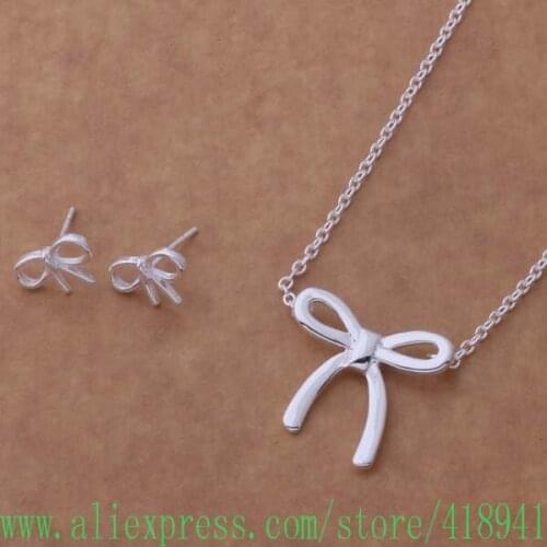 Free shipping silver plated Jewelry Sets Earring 231 + Necklace 580 /dxramoya aytajqaa AS041