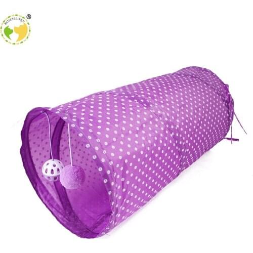 Bonzerpet Cat Tunnel Toy Play Tube Balls Collapsible Crinkle Kitten Exercising Hiding Training Funny 2 Holes игрушки для кошек