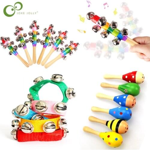Baby Rattles & Mobiles Toys Colorful Ringing bell Sand Hammer Wrist Rattle Musical Toy Toddler Children Kids Educational Toy ZXH
