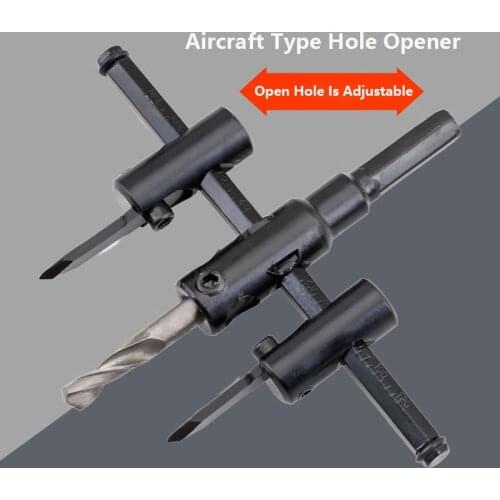 DIY-Adjustable Aircraft type Hole Opener Sound Reamer Woodworking Plastic Lamp Hole Drill Bit Integrated Ceiling Hole Openerr