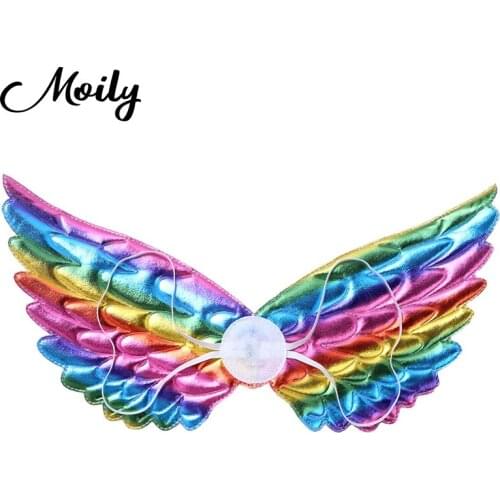 Toddler Little Girls Glossy Metallic Angel Wings for Kids Halloween Cosplay Party Costume Props Children Photography Accessories
