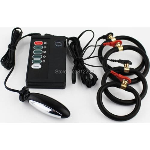 Electric Shock Rings Enlargement Growth & Anal Toys Electronic Pulse Physical Therapy Latency of Ejaculation Penis Pump