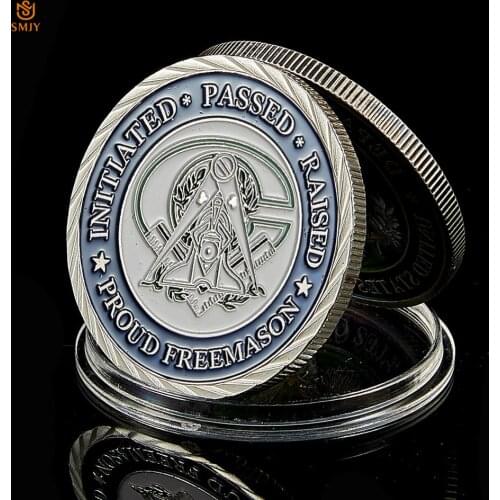 Euro Proud Masonic Freemasonry Logo&Masonic Hope Faith Charity Exquisite Silver Plated Token Challenge Coin Value Collection