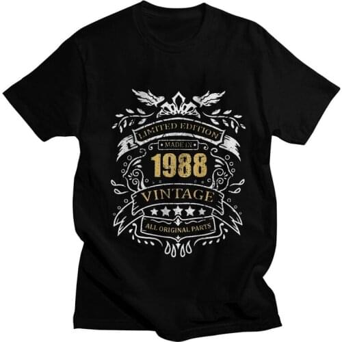 Vintage Limited Edition Made In 1988 Birthday T Shirt Men Short Sleeve 100% Cotton T-shirt 33th Birthday Tees Top Novelty Tshirt