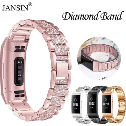 Diamond Metal Bracelet Band For Fitbit Charge 2 Women Jewelry Wristbands For Fitbit Charge 3 2 Fitness Watch Strap Accessories