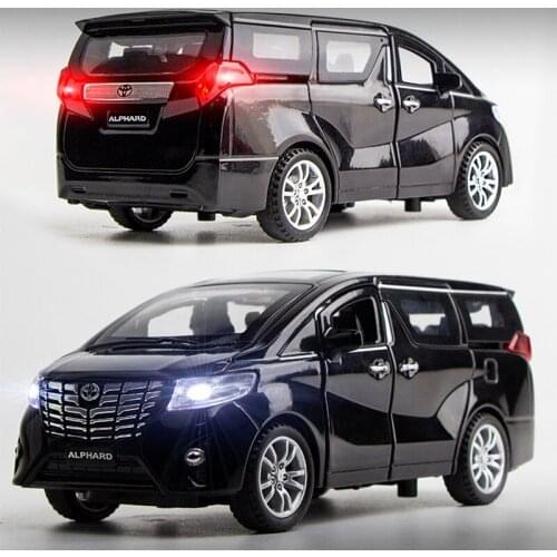 1:32 Toyotas Elfa Bus Alloy Car Pull Back Sound And Light Business Vehicle Model Metal Car Simulation Collection Gifts Toys Boys