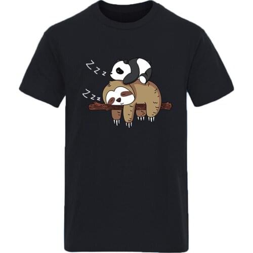 Sloth And Monkey Print Oversize Mens T-shirts High Quality Fashion Clothing Tees Hip Hop Hipster New Arrival Homme Camisetas