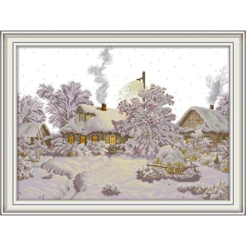 Oneroom Winter Village counted 11CT 14CT scenery Cross Stitch Set DIY DMC Chinese Cross-stitch Kit Embroidery Needlework
