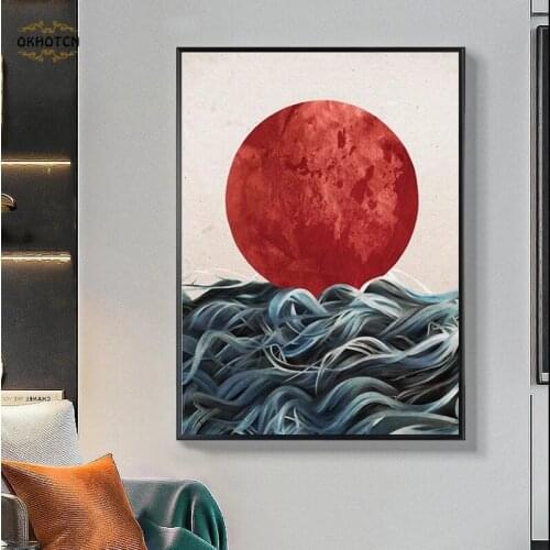 Japanese Sunrise Art Posters And Prints Wall Art Canvas Painting Pictures For Living Room Scandinavian Seascape Home Decoration