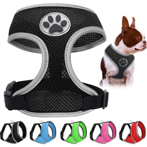 Dog Harness Nylon Mesh Pet Puppy Cat Harness Reflective Chihuahua Pug Yorkies Harness Vest Adjustable For Small Medium Dogs Cats