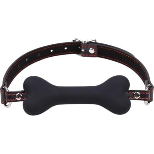 Oral Cute Leather Harness Mouth Silicone Dog Bone Ball Gag BDSM Bondage Mouth Plug Couples Flirting Sex toys Adult Games