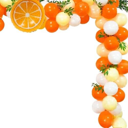 Orange Theme Decoration Props Latex Balloon Chain Small Citrus Birthday Wedding Holiday Party 65pcs Suit Home Supplies