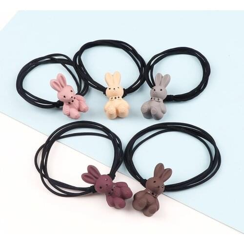 Cute Animal Headband Cartoon Rabbit Pendant Hair Bands Korean Sweet Hair Ties for Girls Children Hair Accessories Gift Scrunchie