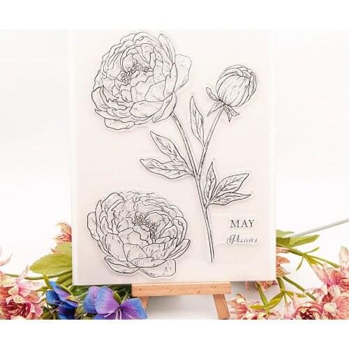 14x19cm Peonies Transparent Seal Clear Stamps Silicone Seal TPR Halloween Christmas Roller stamps DIY Scrapbook Album Card