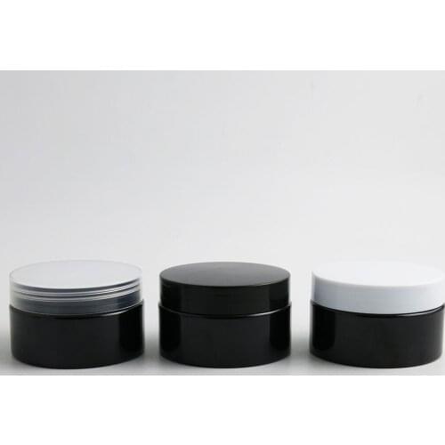 24 x 100g Empty Black Cosmetic Cream Containers Cream Jars 100cc 100ml for Cosmetics Packaging Plastic Bottles With Plastic Cap