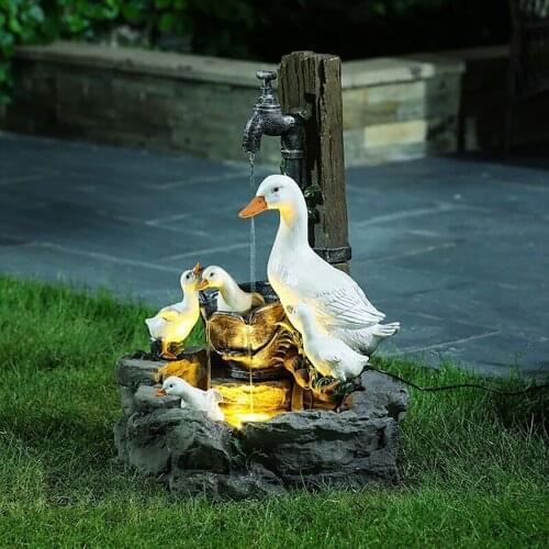 Garden Statue Outdoor Sculptures Decor Animal Water Fountains with LED Light Floor Fountain for Courtyard Garden Patio Decor