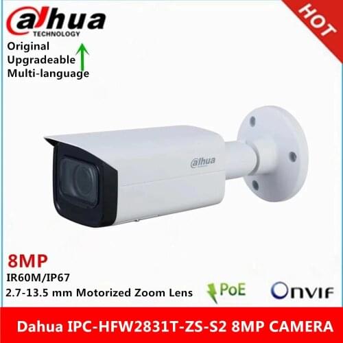 Dahua IPC-HFW2831T-ZS-S2 8MP 2.7 mm–13.5 mm Motorized zoom Lens built-in SD Card Slot IR 60M IP 67 poe IP Camera