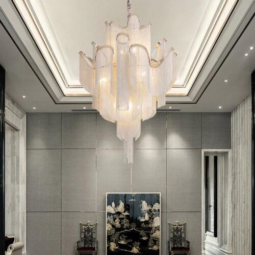 Northern Europe post-modern tassel chandelier duplex Loft apartment chandeliers Italian villa living room stairs light luxury