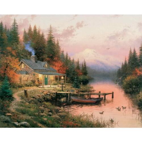 The End Of A Perfect Day Thomas Kinkade HD Canvas Print Living Room Bedroom Wall Pictures Art Painting Home Decoration