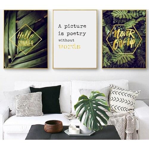 Tropical Rain Forest Landscape Living Room Decoration Yellow Leaf Wall Poster Modern Life Poetry Letter Prints Canvas Painting
