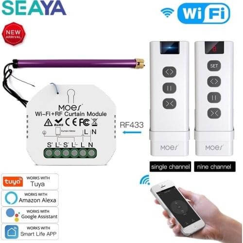SEAYA WiFi Tuya Smart Life RF433 Blind Curtain Switch With Remote For Electric Roller Blinds Module Google Home Alexa Smart Home