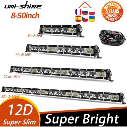UNI-SHINE 8-50" Slim 12V 24V Off Road LED Bar Spot Flood Combo LED Light Bar/Work Light for Truck Boat 4x4 ATV SUV UAZ Car Barra