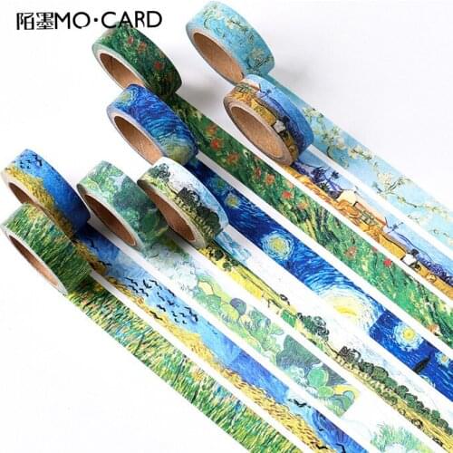 Vintage Classic Van Gogh Painting junkJournal Washi Tape set Starry sky Adhesive Tape DIY Scrapbooking Sticker Label Masking