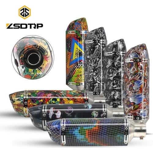ZSDTRP Motorcycle Exhaust Pipe Escape Modified Universal Motorbike 51mm AK Muffler For Honda Ninjia 250 ATV PCX155 NVX155 R25 R6