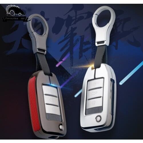 High quality Zinc alloy leather car key cover case for Roewe RX5 2017 year for MG ZS key case cover Folding key Car styling