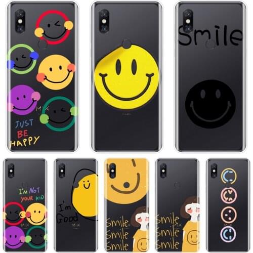 Back Cover For Xiaomi Mi Note Mix 1 2 2S 3 Cute Smile Funny Quotes Yellow Soft Silicone Phone Case For Xiaomi Mi Max 1 2 3 Case
