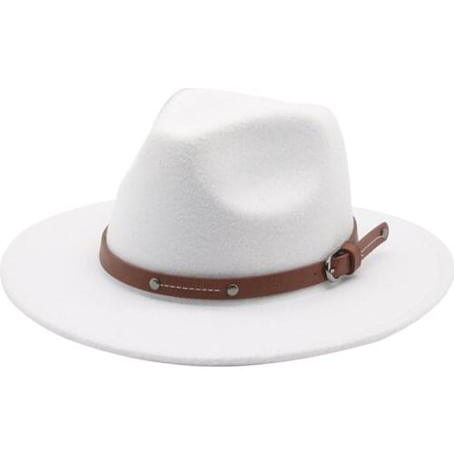 Women hats panamas khaki camel black white fedora hats belt band casual solid outdoor men caps dress wedding church felted hats