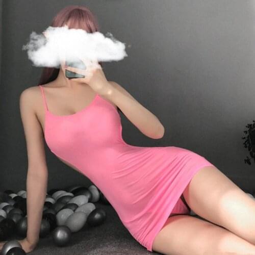 New Womens Erotic Lingerie Sexy Tulle Perspective Temptation Backless Dress Low-cut Tight-fitting Ultra-short Ladies Nightdress