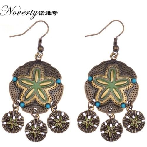 New Fashion 1 Pair 50mm Retro Zinc Alloy Round Flowers Tassel Earrings for Womens Fashion Jewelry Gifts Date and Party