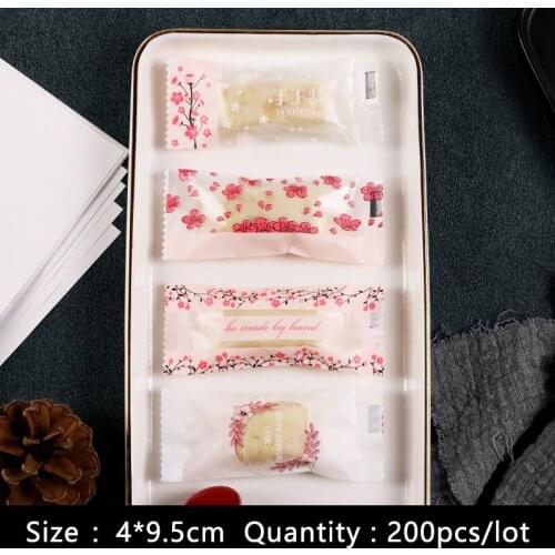 200pcs/lot Candy Packing Bag Handmade Chinese Elements Frosted Romantic Cherry Blossoms 4 IN 1 Sugar Wrapper Beauty Flower Pack