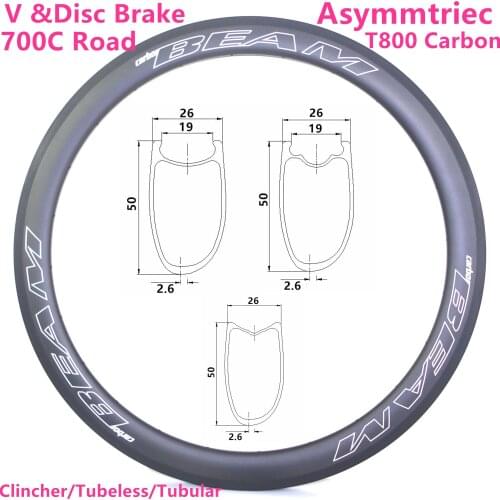 2021 Asymmetric HTG 255° only 345g Carbon Road Bike 50mm Depth 700C Carbon Rim Tubular Clincher Tubeless carbon bicycle rims