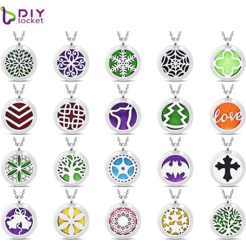 30mm Stainless Steel Essential Oil Pendant Necklace Mix Style Wholesale Diffuser Pendants AA221-240-L60