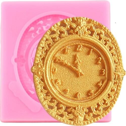 3D Clock Shape Silicone Mold Watch Cupcake Topper Fondant Chocolate Mould Cake Decorating Tools Candy Polymer Clay Moulds