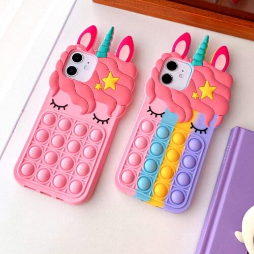 3D unicorn soft silicone Squishy case for iphone 12 11 Pro Max X XS XR SE 2020 7 8 Plus Antistress Sensory Game Cover