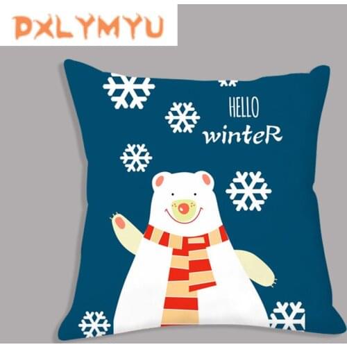 45*45cm White Plush Cushion Cover Skiing Bear Ski Facility Snowman Nordic Pillow Covers Sofa Home Decor Throw Pillows Cases